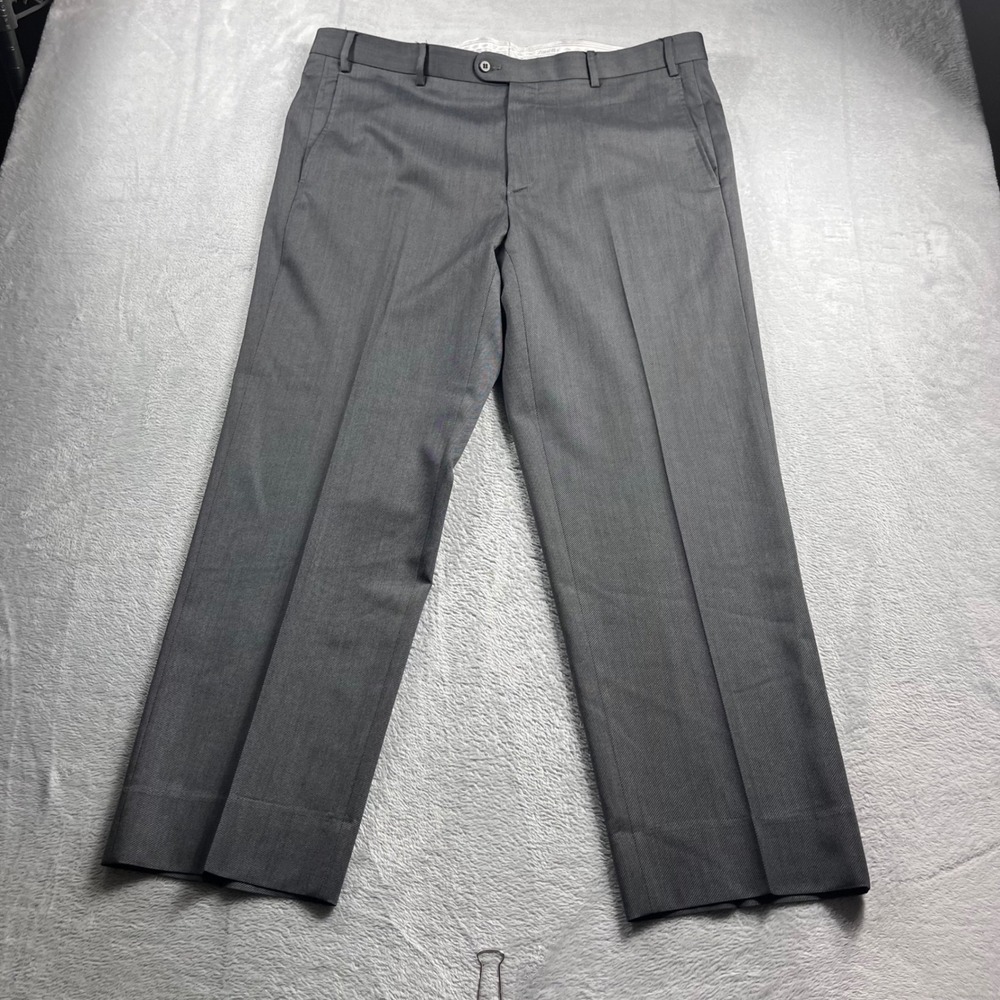 Zanella Todd‎ Mens Grey 100% Virgin Wool Flat Front Dress Pants Made in Italy 38